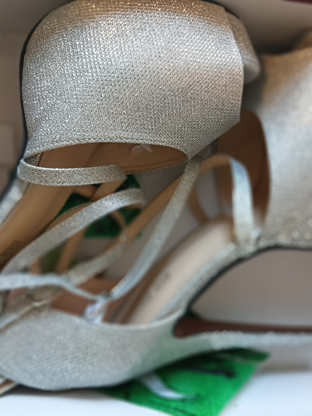 Silver Glitter Strappy Platform Heels for Women